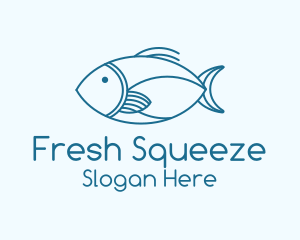 Blue Fish Monoline logo design