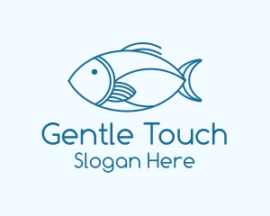 Blue Fish Monoline logo design