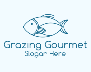 Blue Fish Monoline logo design