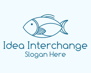 Blue Fish Monoline logo design