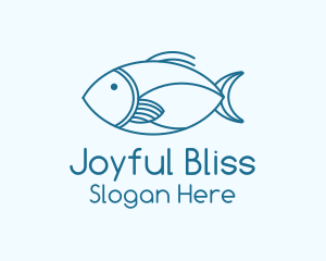 Blue Fish Monoline logo design