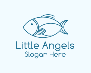 Blue Fish Monoline logo design