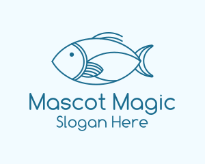 Blue Fish Monoline logo design