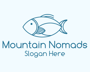 Blue Fish Monoline logo design