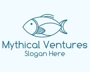 Blue Fish Monoline logo design