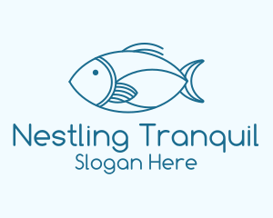 Blue Fish Monoline logo design