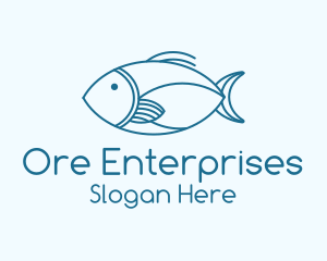 Blue Fish Monoline logo design