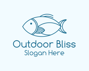 Blue Fish Monoline logo design