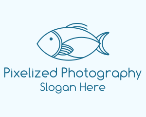 Blue Fish Monoline logo design