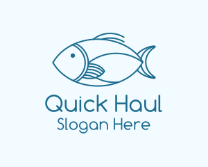 Blue Fish Monoline logo design