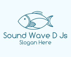 Blue Fish Monoline logo design