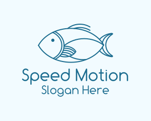 Blue Fish Monoline logo design