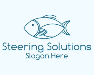 Blue Fish Monoline logo design