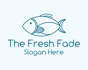 Blue Fish Monoline logo design