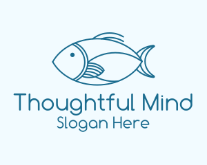 Blue Fish Monoline logo design