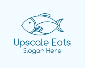 Blue Fish Monoline logo design