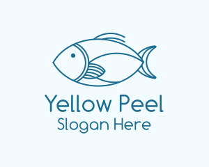 Blue Fish Monoline logo design