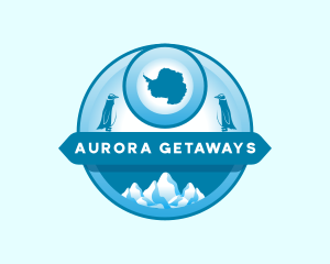 Antarctica Map Penguin logo design