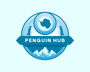Antarctica Map Penguin logo