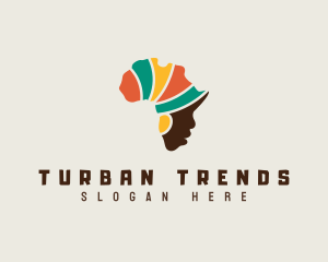 African Woman Turban logo design