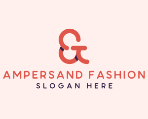 Red Ampersand Lettering logo design