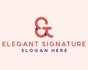 Red Ampersand Lettering logo design