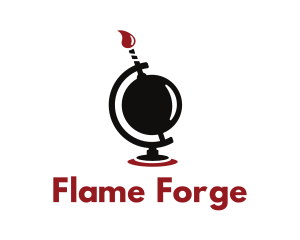 Bomb Flame Globe logo design