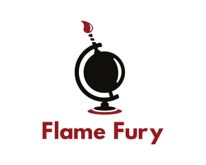 Bomb Flame Globe logo design