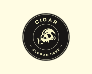 Skull Smoking Cigarette logo design