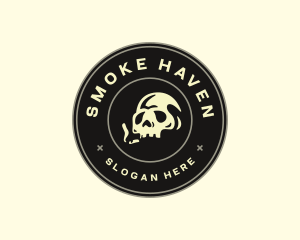 Skull Smoking Cigarette logo design