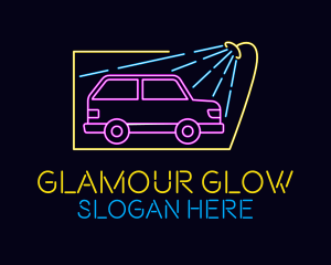 Neon Glow Car Wash logo design