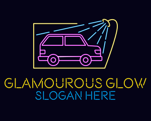 Neon Glow Car Wash logo design