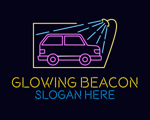 Neon Glow Car Wash logo design