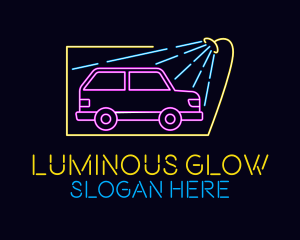 Neon Glow Car Wash logo design