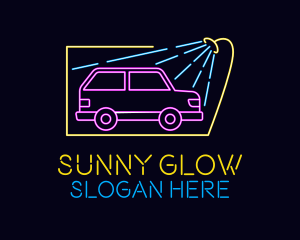 Neon Glow Car Wash logo design