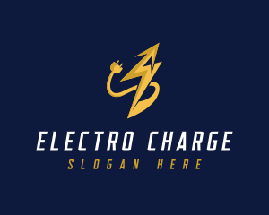 Electric Plug Lightning Bolt logo design