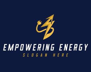 Electric Plug Lightning Bolt logo design