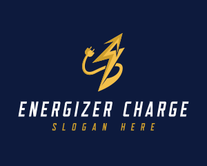 Electric Plug Lightning Bolt logo design