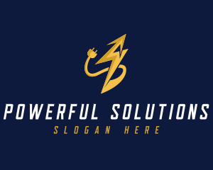 Electric Plug Lightning Bolt logo design