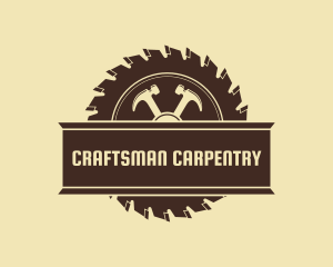 Hammer Circular Saw Carpentry logo design