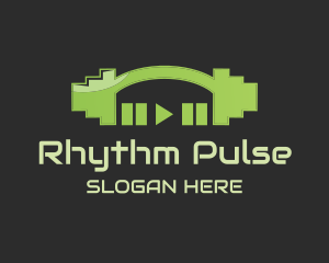 Green Fitness Music Playing Dumbbell logo