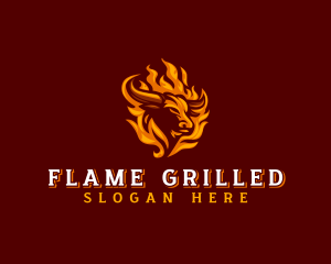 Bull Flame Barbecue logo design