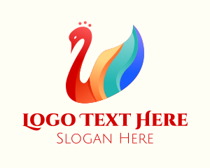 Colorful Swan Bird logo