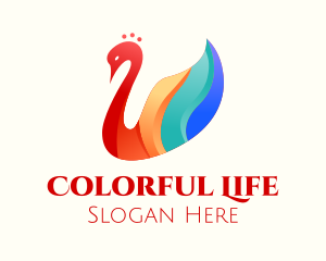 Colorful Swan Bird logo design