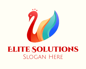 Colorful Swan Bird logo