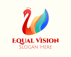 Colorful Swan Bird logo