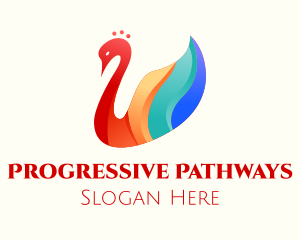 Colorful Swan Bird logo