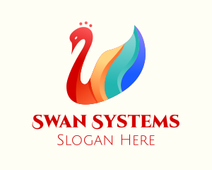 Colorful Swan Bird logo