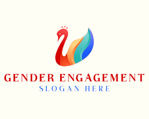 Colorful Swan Bird logo