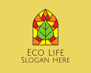 Stained Glass Leaf Eco logo design